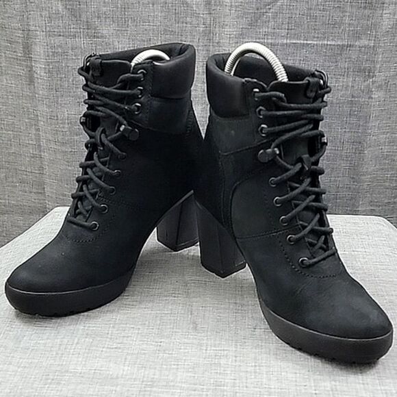 Timberland Camdale black Nubuck suede Chunky heeled lace-up boot women's 6.5 - Picture 1 of 10